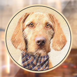 Wirehaired Vizsla Painting - Cute Original Dog Art Window Cling