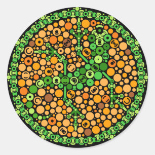 Wireless Gecko, Colour Perception Test, Black Classic Round Sticker