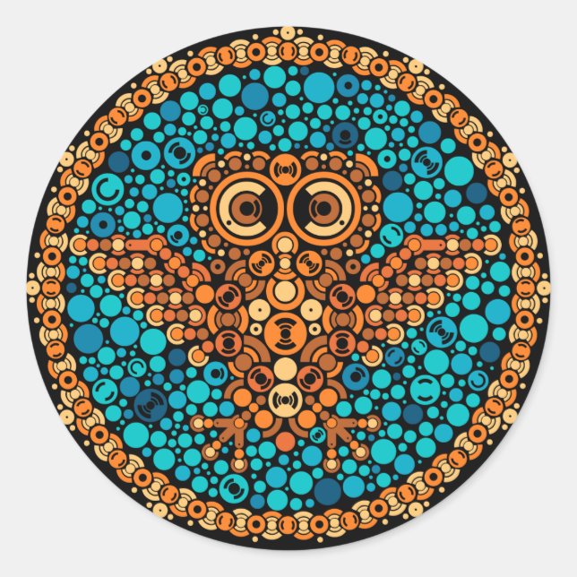 Wireless Owl, Colour Perception Test, Black Classic Round Sticker (Front)