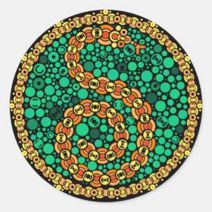 Wireless Python, Colour Perception Test, Black Classic Round Sticker