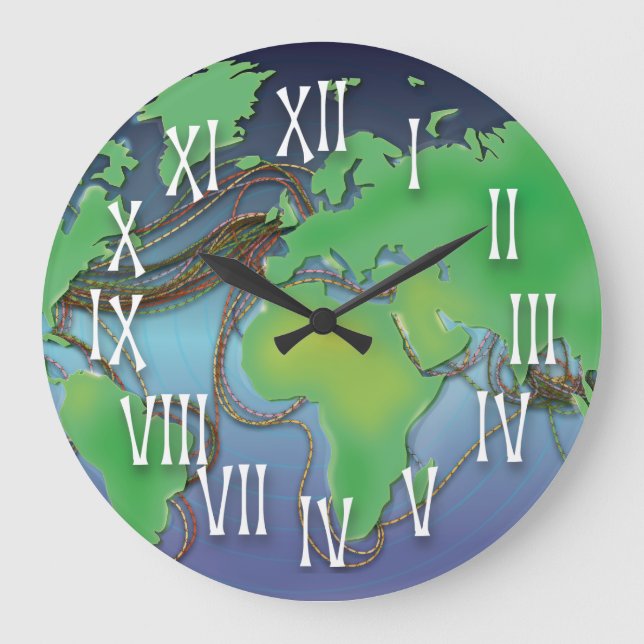 Wires of the World - Undersea Cables Large Clock (Front)
