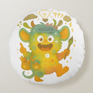 Wirrwuschel Kissen – Das große ADHS-Mischmonster v Round Pillow