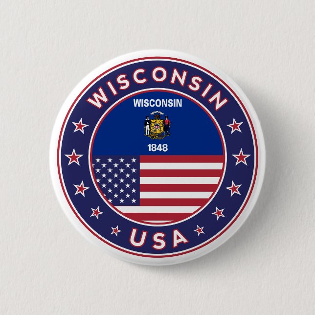Wisconsin 2 Inch Round Button (Front)