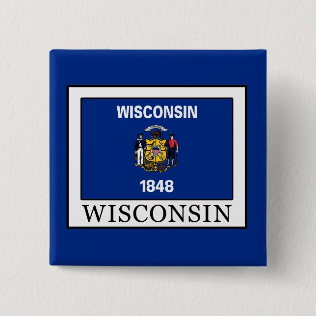Wisconsin 2 Inch Square Button (Front)