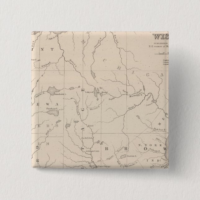 Wisconsin 5 2 inch square button (Front)