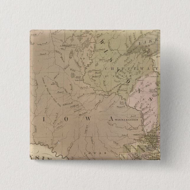 Wisconsin and Iowa 2 Inch Square Button (Front)