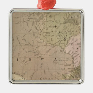 Wisconsin and Iowa Metal Ornament
