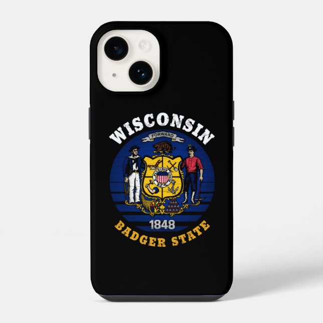 WISCONSIN BADGER STATE FLAG iPhone CASE (Back)