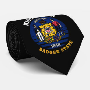 WISCONSIN BADGER STATE FLAG TIE