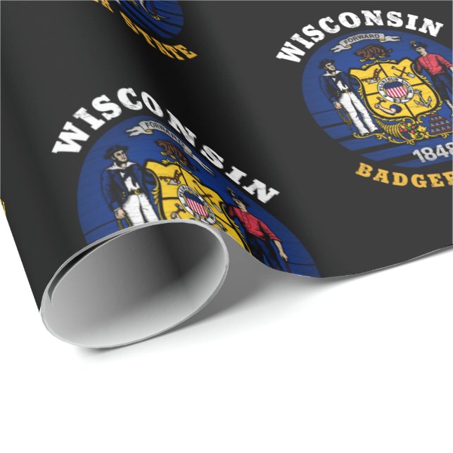 WISCONSIN BADGER STATE FLAG WRAPPING PAPER (Roll Corner)