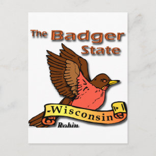 Wisconsin Badger State Robin png Postcard
