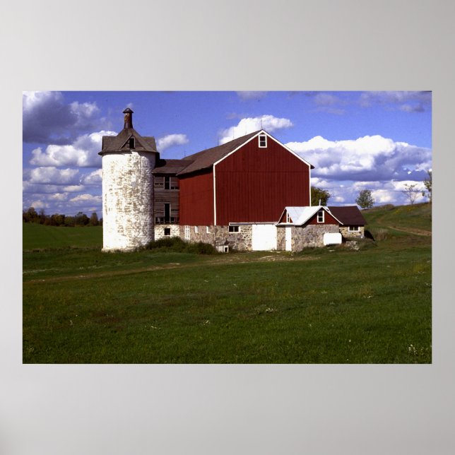 Wisconsin Barn with Brick Silo Poster (Front)