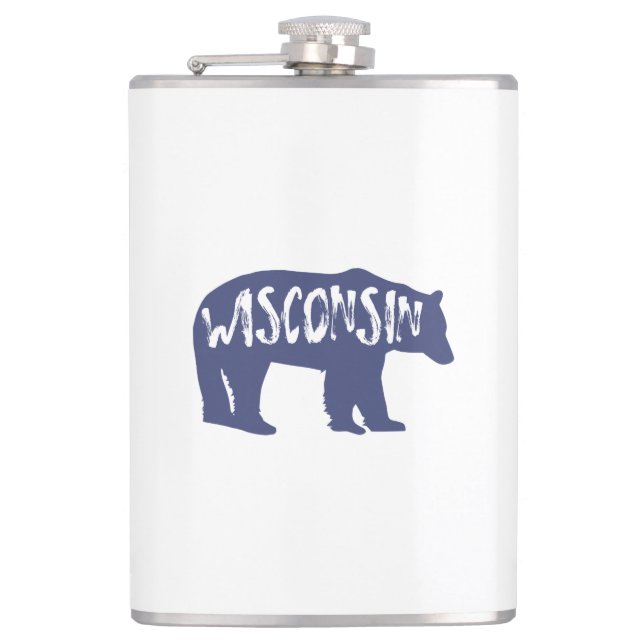 Wisconsin Bear Hip Flask (Front)
