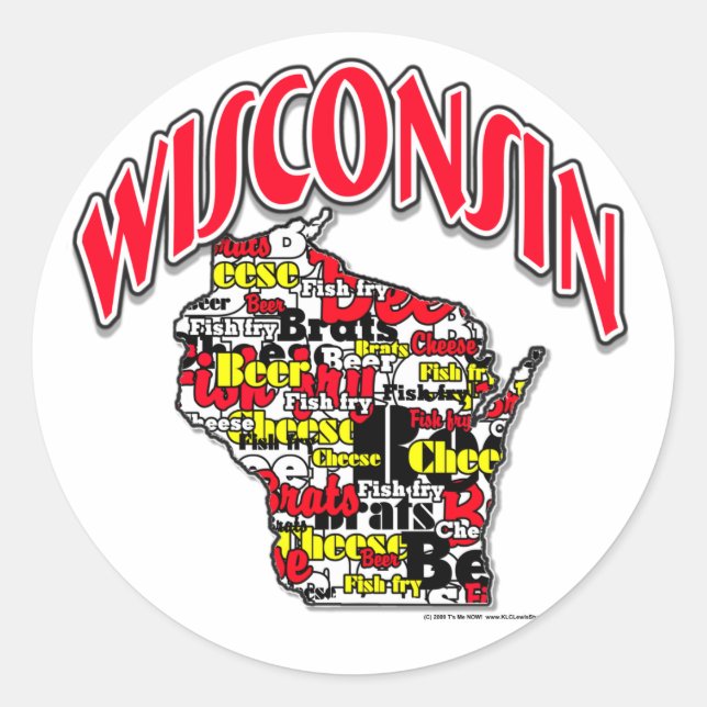Wisconsin Beer Brats Cheese Fish-Fry Classic Round Sticker (Front)