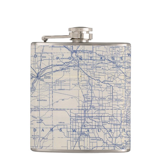 Wisconsin Bicycle Road Map 2 Hip Flask (Front)