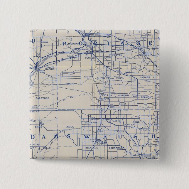 Wisconsin Bicycle Road Map 2 Inch Square Button (Front)