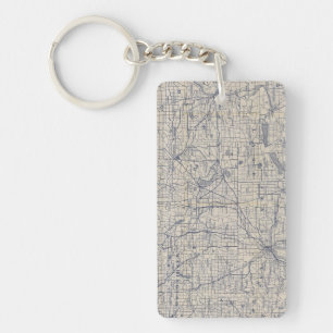 Wisconsin Bicycle Road Map 4 Keychain