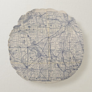 Wisconsin Bicycle Road Map 4 Round Pillow