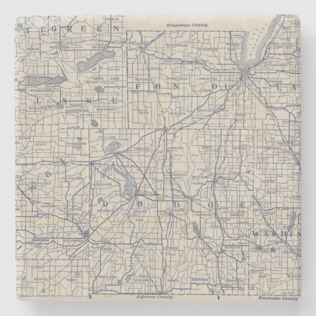 Wisconsin Bicycle Road Map 4 Stone Coaster (Front)