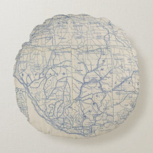 Wisconsin Bicycle Road Map 6 Round Pillow