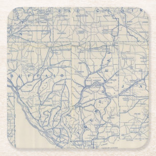 Wisconsin Bicycle Road Map 6 Square Paper Coaster