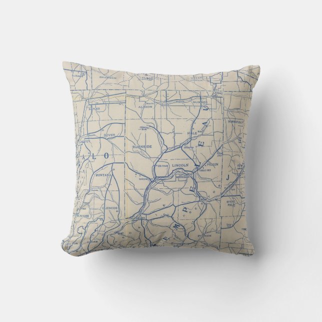 Wisconsin Bicycle Road Map 6 Throw Pillow (Front)