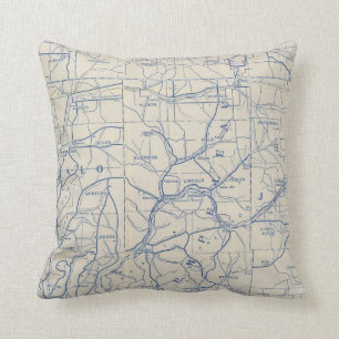 Wisconsin Bicycle Road Map 6 Throw Pillow