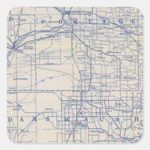 Wisconsin Bicycle Road Map Square Sticker
