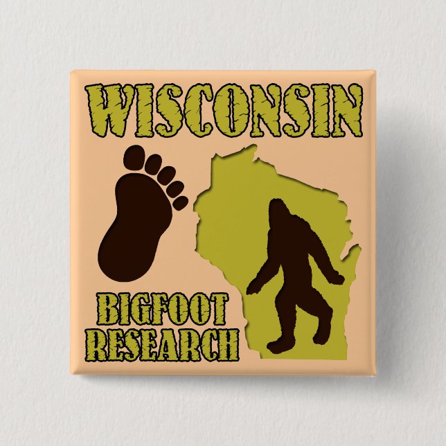 Wisconsin Bigfoot Research 2 Inch Square Button (Front)