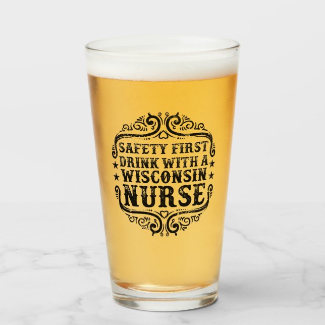Wisconsin Boire Avec Une Infirmière Bière Verre (Devant (rempli))
