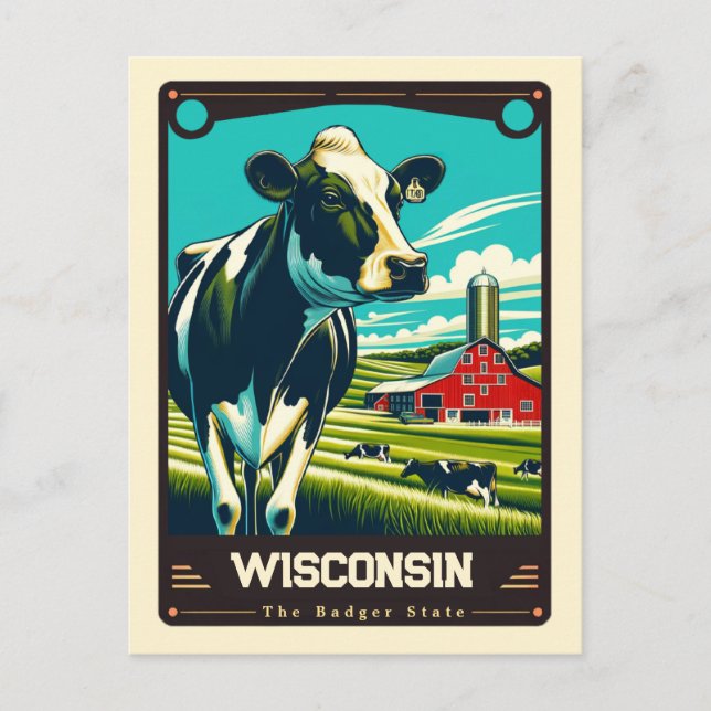 Wisconsin | Carte postale Vintage Patriotic Spirit (Devant)