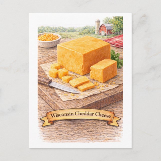 Wisconsin Cheddar Cheese (American Food Series) Postcard (Front)