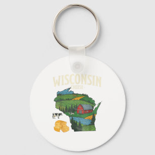 Wisconsin Cheese State Pride Farm Dairy Lover Gift Keychain