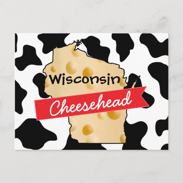 Wisconsin Cheesehead Cow Pattern Postcard (Front)