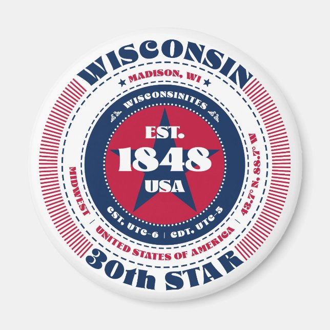 Wisconsin Circle Typographie Souvenir Magnet (Devant)