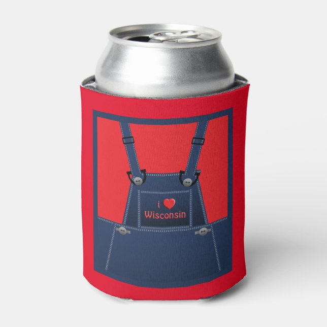 Wisconsin Country Overalls Heart Can Cooler (Can Front)