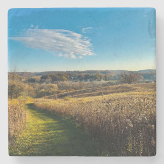 Wisconsin Fall Landscape and Path Stone Coaster