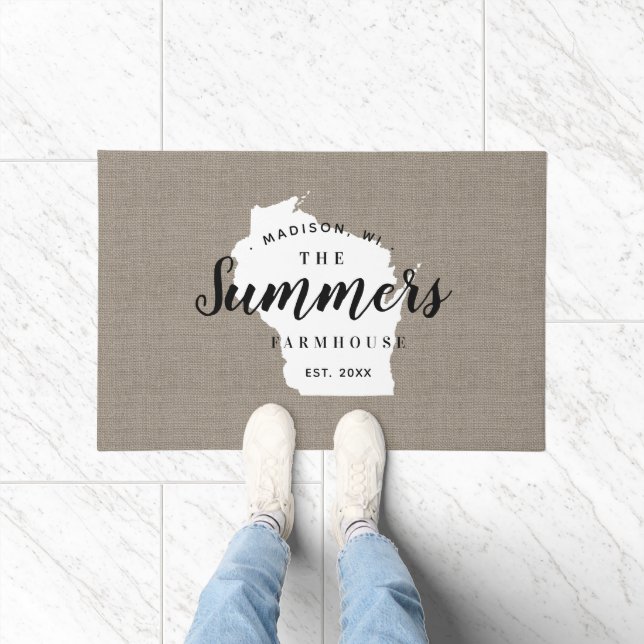 Wisconsin Family Monogram State Doormat (Indoor)