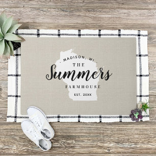 Wisconsin Family Monogram State Doormat