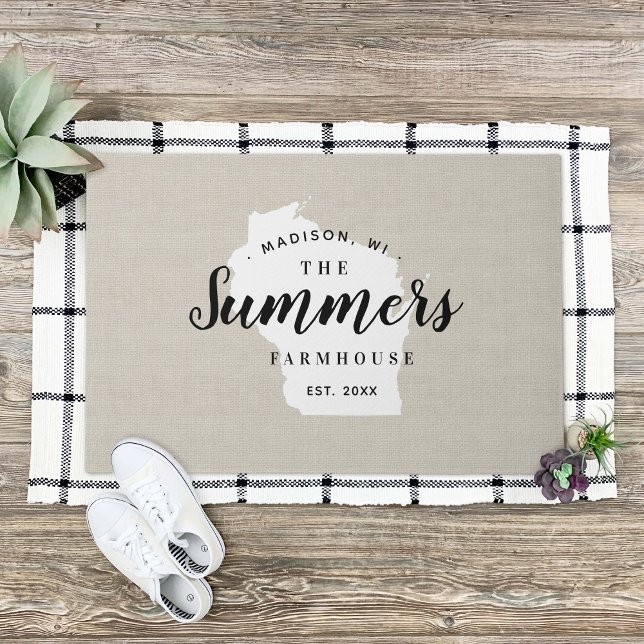 Wisconsin Family Monogram State Doormat (Creator Uploaded)