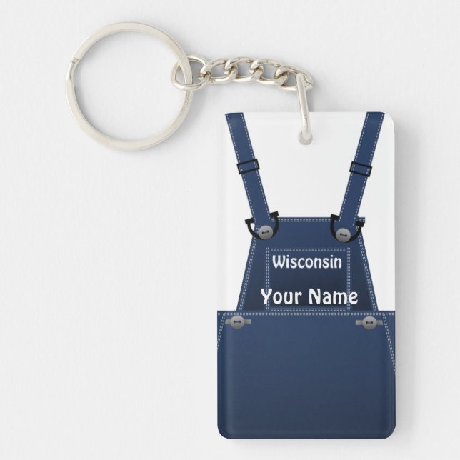 Wisconsin Farmer Bib Overalls Keychain (Front)