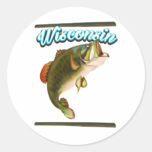 Wisconsin fishing poster classic round sticker