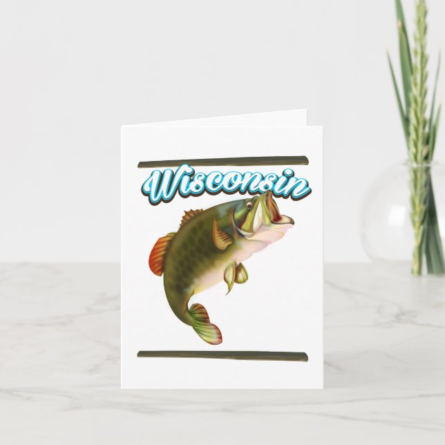 Wisconsin fishing poster holiday card (Front)