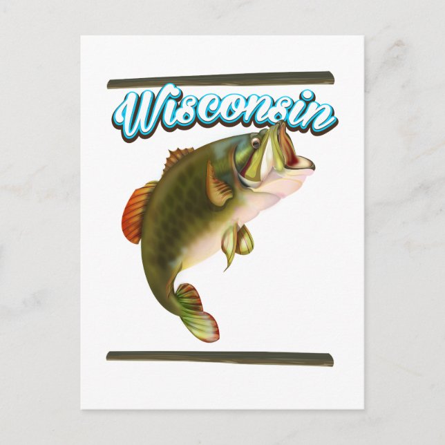 Wisconsin fishing poster postcard (Front)