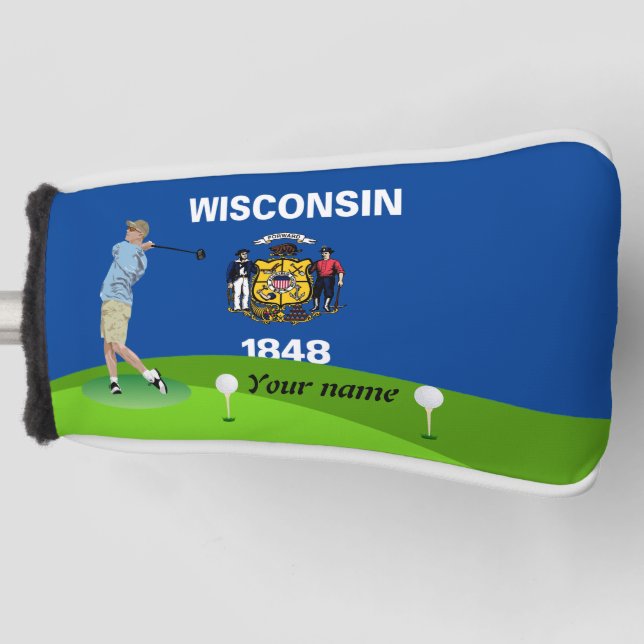 Wisconsin flag golf head cover (Front)
