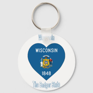 Wisconsin Flag Heart Keychain