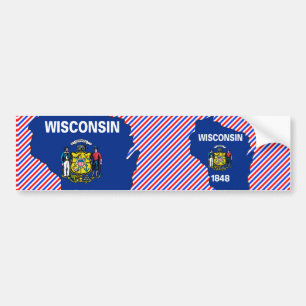 Wisconsin Flag Map Bumper Sticker