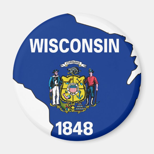 Wisconsin Flag Map Magnet (Front)