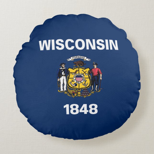 Wisconsin flag round pillow (Front)