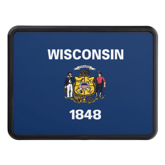 Wisconsin flag trailer hitch cover (Front)